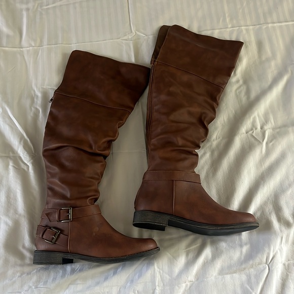 JustFab Marit Tall Boots Women’s 7.5 Brown Never Worn - Picture 1 of 7